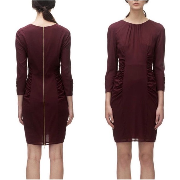 Whistles Izzey Bodycon Dress in Wine Sz. 4 - Picture 1 of 16